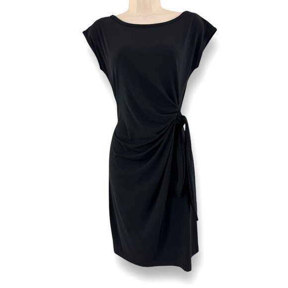 Size XS X-SMALL BOSTON PROPER BLACK SIDE-TIE SHEATH DRESS Summer Day/Evening‎ - Picture 1 of 6